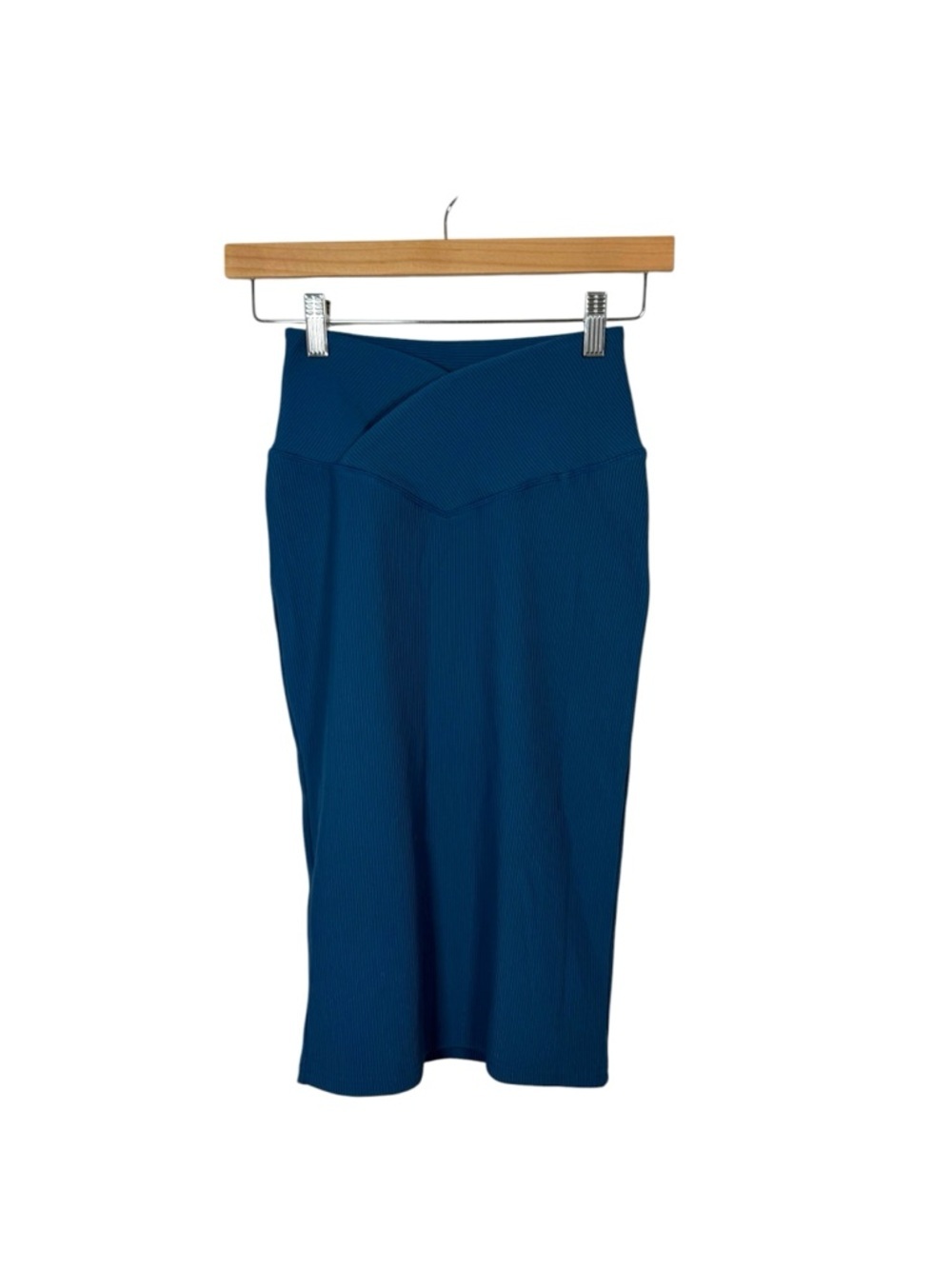 BuffBunny Sphinx Ribbed Midi Skirt Crossover Waist Stretch Activewear M